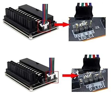 RGB LED ATX 24 pines macho a hembra adaptador de corriente de 90 grados para suministro de placa base de PC de escritorio - imagen 5
