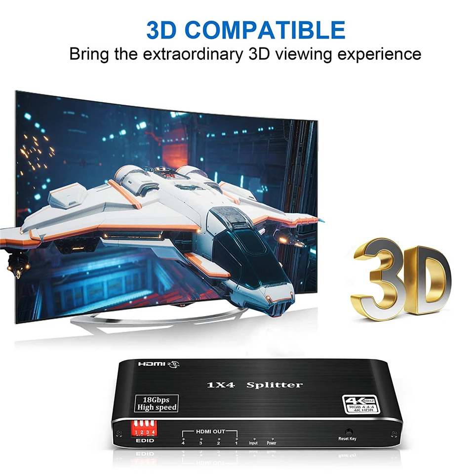 Se muestra un dispositivo compatible en 3D con una imagen 3D de una nave espacial