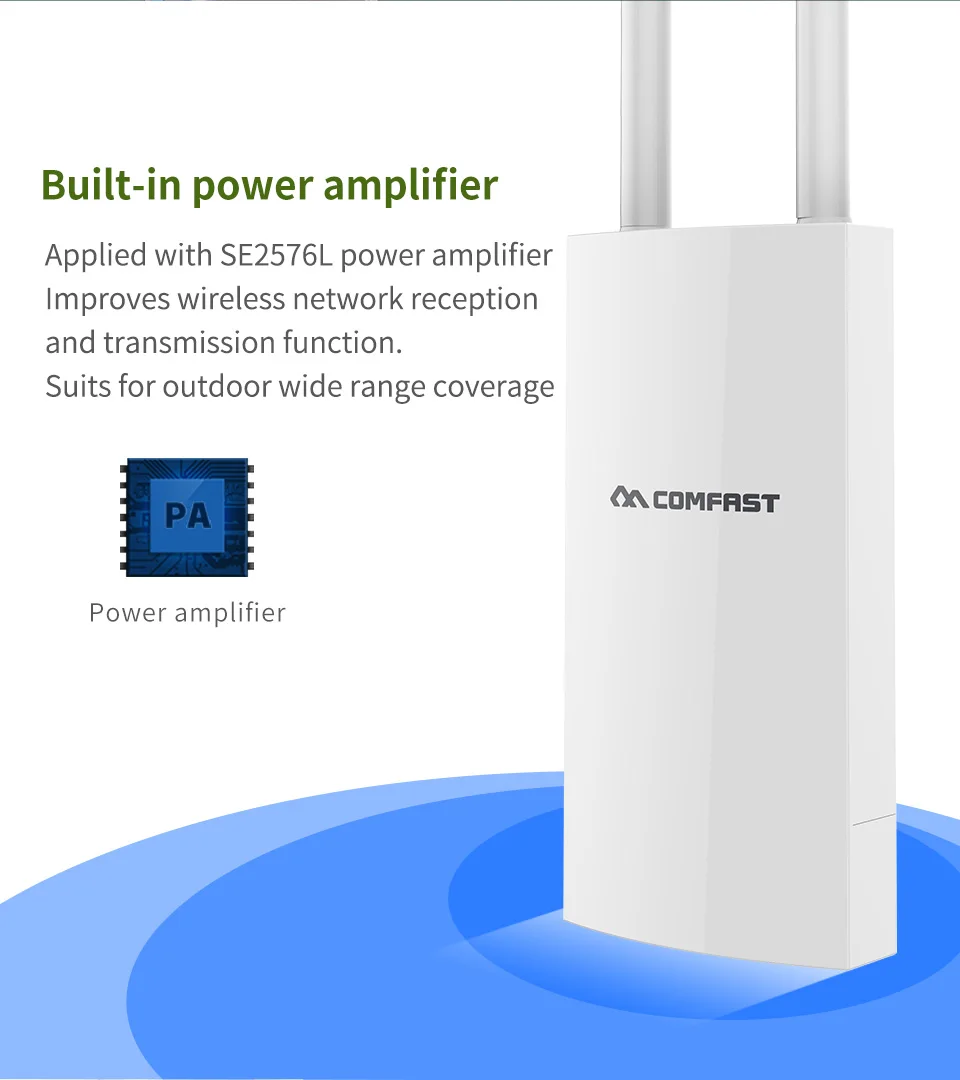 Comfast Outdoor AP 2,4G 300Mbps punto de acceso inalámbrico de alta potencia extensor de enrutador de calle estación Base Wifi antena de largo alcance - imagen 5