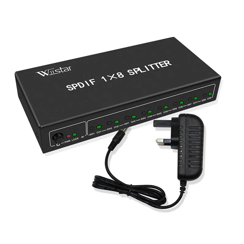 Fibra Toslink SPDIF 1 entrada 8 salida Splitter 1x8 Convertidor de audio óptico digital compatible con DTS AC3 - imagen 5