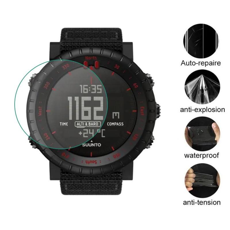 3 uds TPU suave película protectora transparente para Suunto Core Watch GPS Sport todo negro Smartwatch cubierta protectora de pantalla (no de vidrio