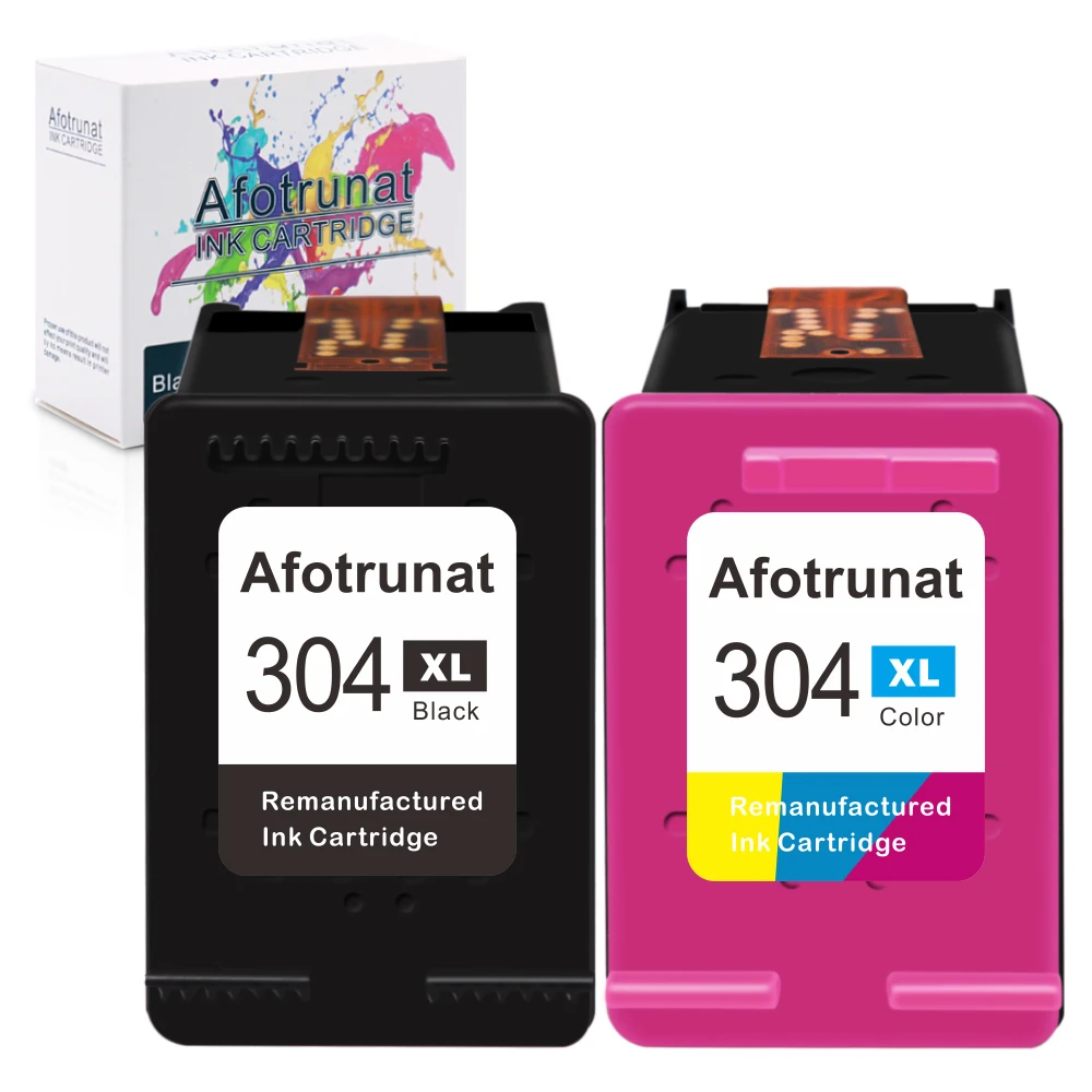 Afotrunat 304 XL Compatible con hp 304 Pack de 2 Cartuchos de Tinta Negro y Tricolor, compatible con impresoras de inyección de tinta HP DeskJet 2620, 2630, 3720, 3730, 3750, 3760, HP Envy 5010, 5020 y 5030