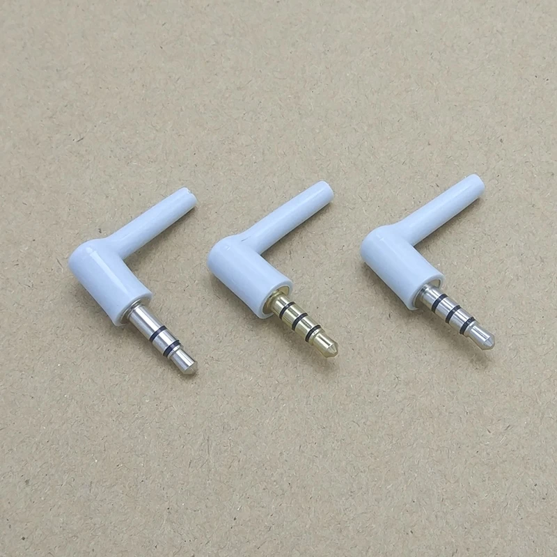 Conector para auriculares estéreo, 10 piezas, 3,5mm, 3, 4 polos, 3,5 niquelado, 90 grados, negro, blanco, adaptador de Audio - imagen 3