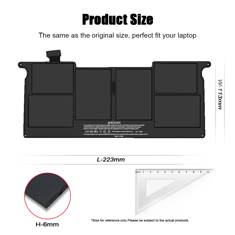 SKOWER A1375 Batería A1406 A1465 para MacBook air 11 pulgadas A1370 2011-2015 - imagen 5