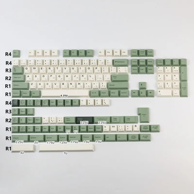 GMK-teclas botánicas del desierto, teclas japonesas subcama de tinte PBT, teclas de perfil de cereza con barra espaciadora de 2,25U, 2,75U, 3U, 7U, entrada ISO - imagen 3