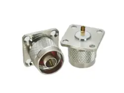 Conector RF Coaxial Panel Montaje Brida Soldadura 4 Agujeros