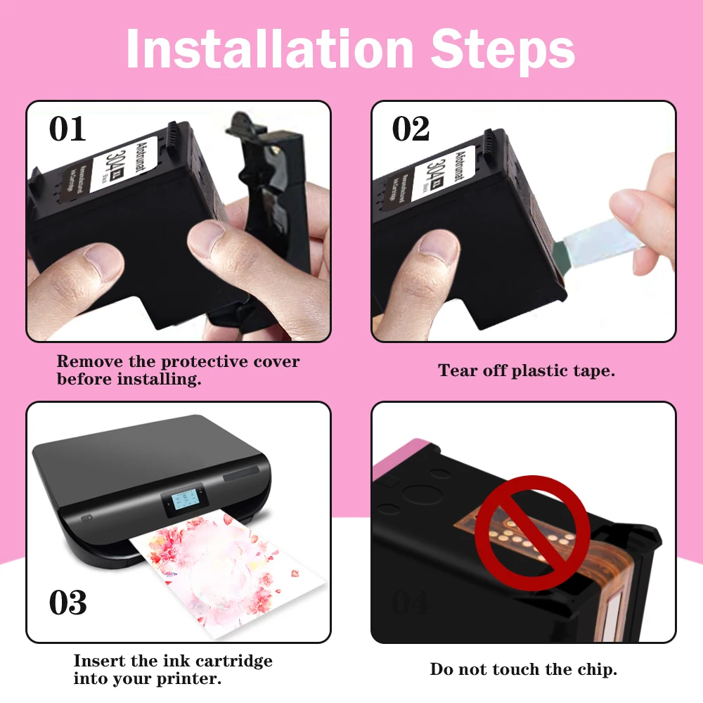 Afotrunat 304 XL Compatible con hp 304 Pack de 2 Cartuchos de Tinta Negro y Tricolor, compatible con impresoras de inyección de tinta HP DeskJet 2620, 2630, 3720, 3730, 3750, 3760, HP Envy 5010, 5020 y 5030 - imagen 3