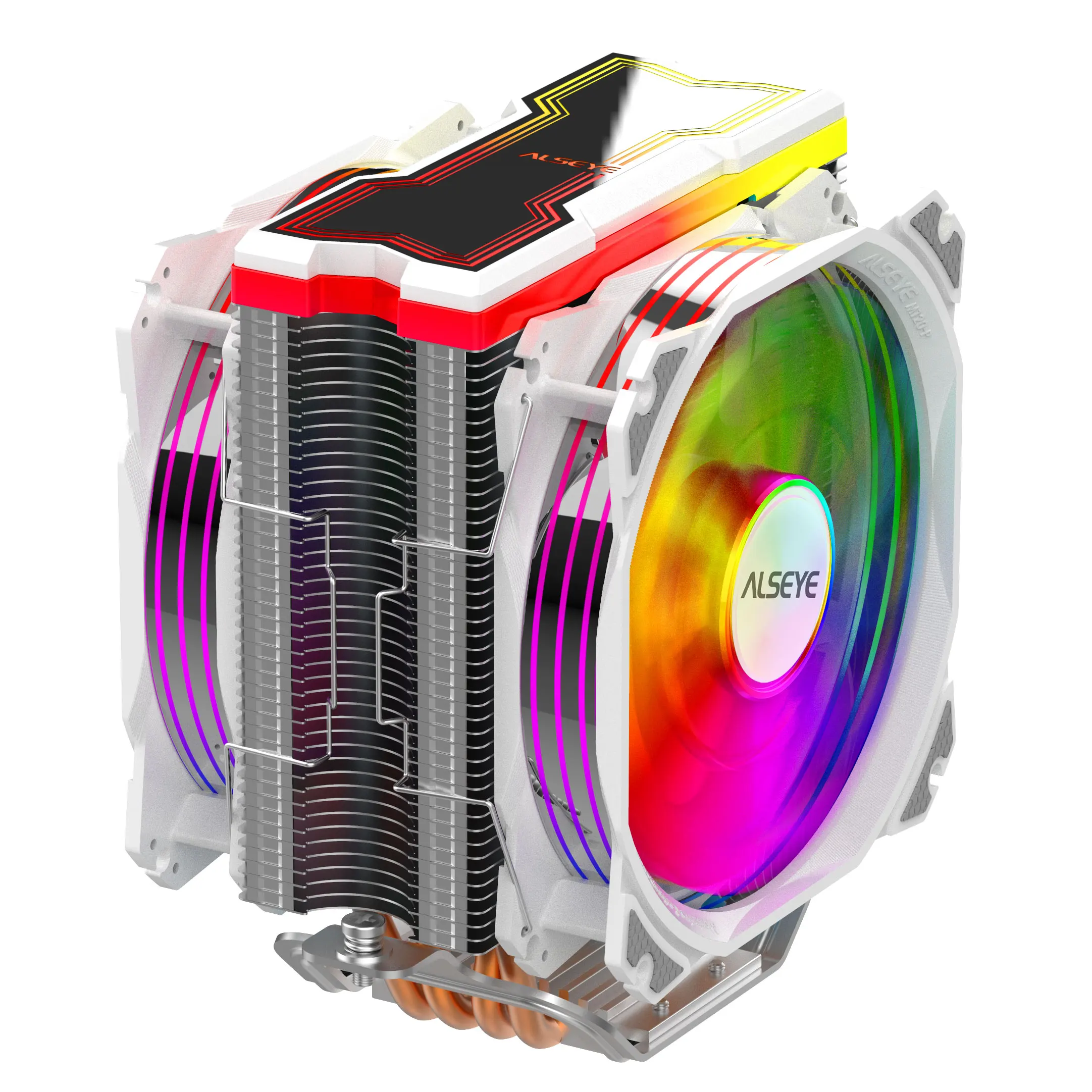 ALSEYE-enfriador de CPU M120D, iluminación RGB ajustable, 120mm, PWM, 4 pines, 5V-3 Aura/RGB, soporte enfriador tubo calor fusión, LGA1200 - imagen 4
