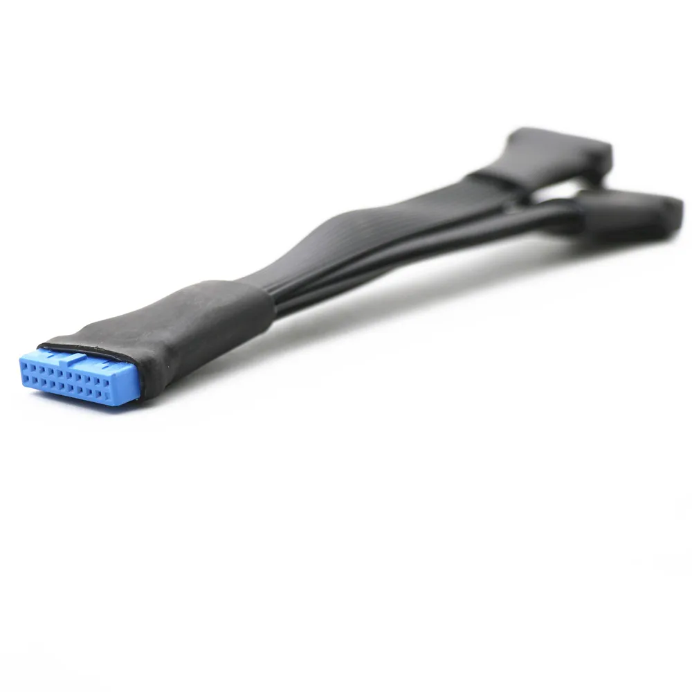 USB 3,0 19 pines/20 pines hembra a macho Y divisor extensión de placa base cable plano un arrastre dos DIY - imagen 3