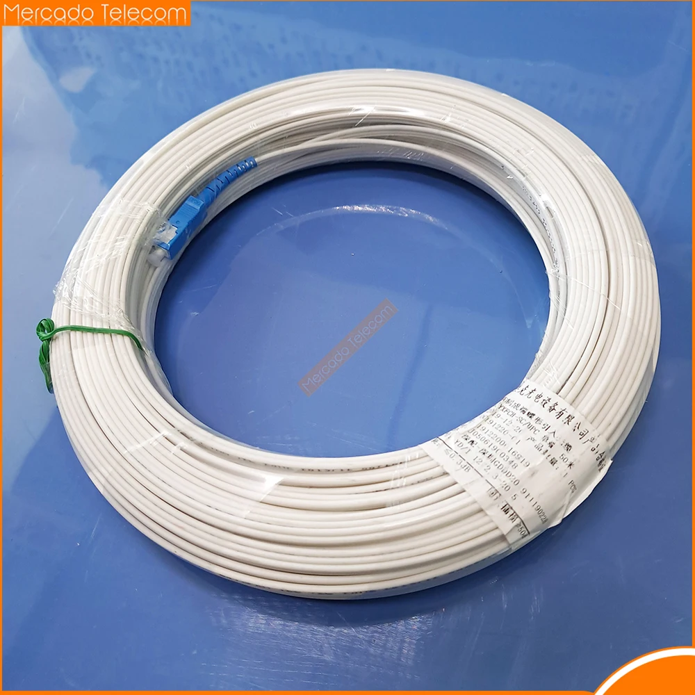 Cable de fibra óptica de 10m, 20m, 30m, 50m, FTTH, modo simple para exteriores, Cable de caída de modo único SC UPC