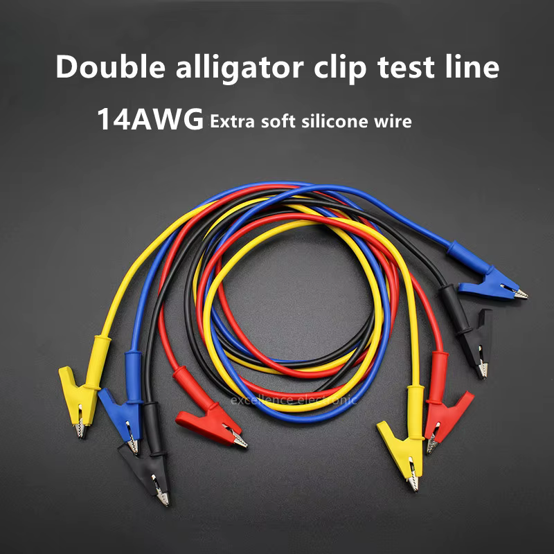 Cable Pinza Cocodrilo Doble Cabeza Línea Prueba Abrazadera Silicona Alto Voltaje Cable Abrazadera Prueba Aislado 14AWG Alta Calidad 1 Ud - Vista principal del producto