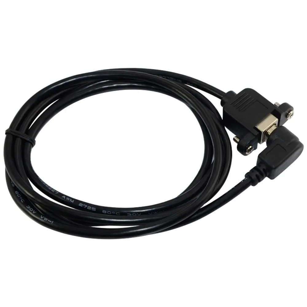 Alta velocidad 30CM M/F USB 2,0 tipo B macho a hembra Cable de datos de extensión de ángulo recto montaje en Panel para Cable de impresora con orificio para tornillo - imagen 2