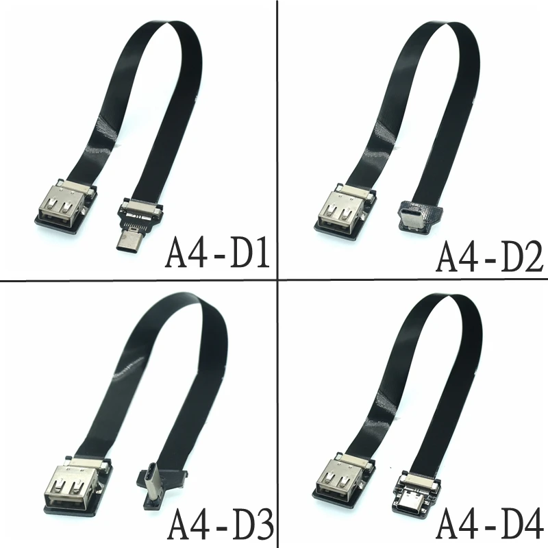 A4 FFC Micro tipo C USB-C FPV delgado plano suave flexible FPC carga AV Cable de fecha para monitor cardán de mano sin escobillas FPV - imagen 2
