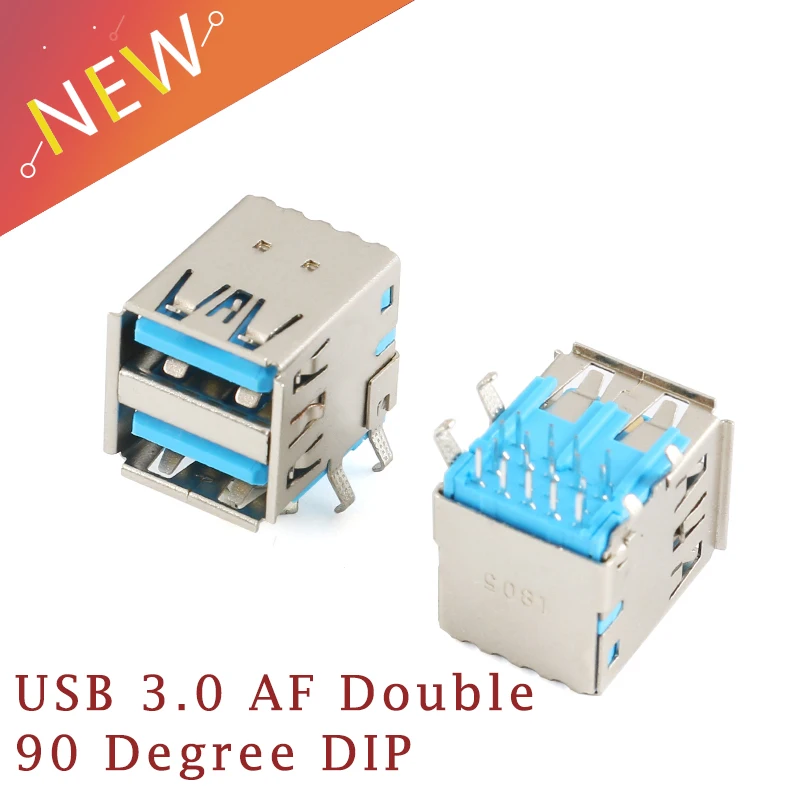 5 enchufes USB 3,0 duales de alta velocidad 90 °   Conector de carga hembra USB 3,0 tipo AF para ordenador portátil