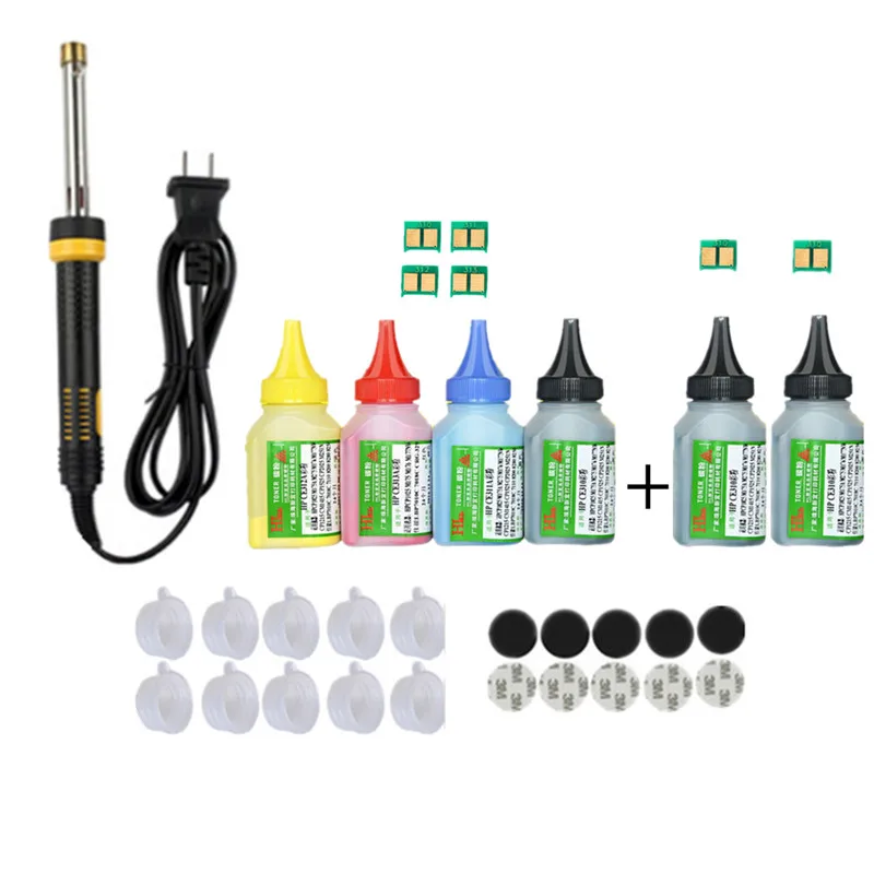 Kit de herramientas de cartucho de polvo de tóner de recarga + 4 chips para HP CF400A 201A Color LaserJet Pro M252dn M252n MFP M277dw M277n M274n - imagen 2