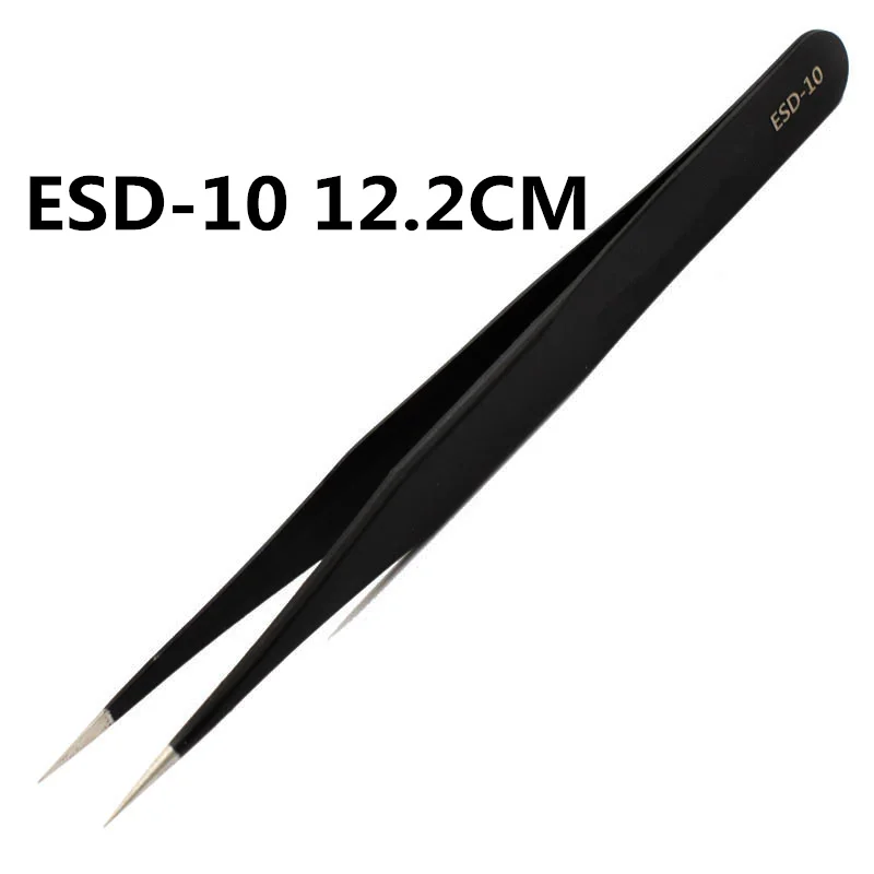 Juego de pinzas industriales de acero inoxidable antiestáticas, herramientas de reparación de teléfonos móviles, pinzas de precisión ESD ESD10 a ESD15, 1,5mm - imagen 2