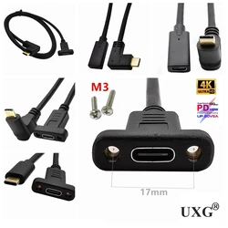 Extensor USB-C Macho-Hembra con Tornillo para Montaje Panel
