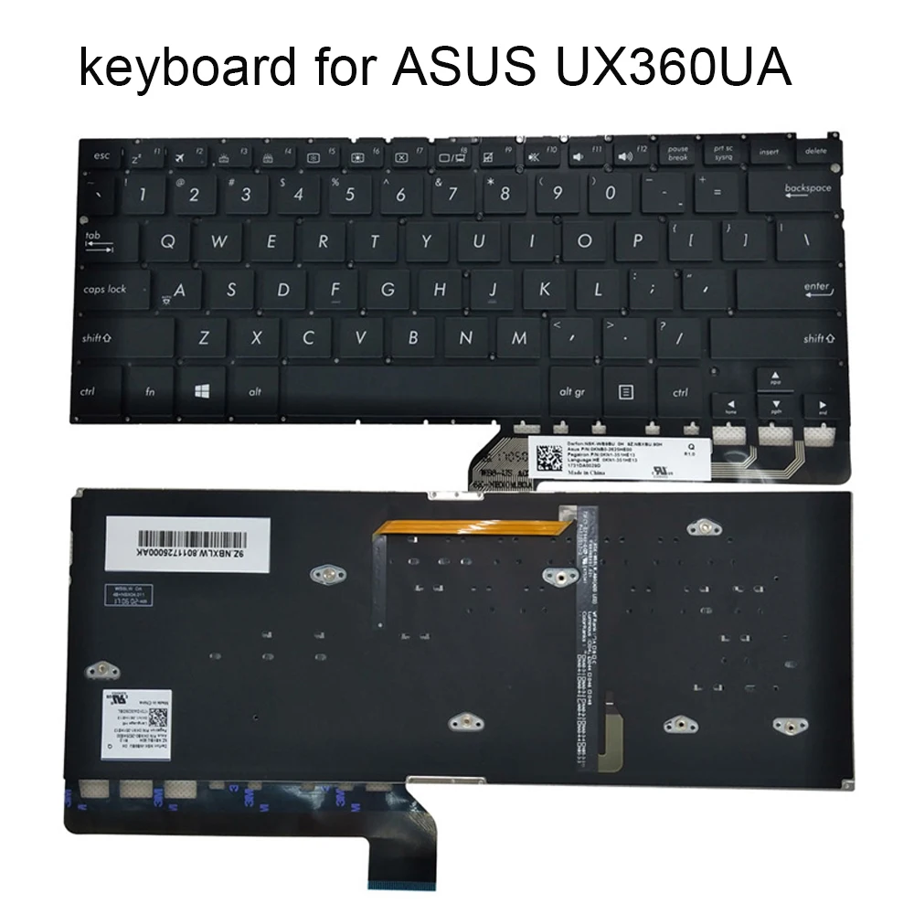 Teclado de ordenador con retroiluminación, para ASUS ZenBook, UX360, UX360UA, UX360U, Q324UA, notebook, pc, inglés, qwerty, 0KN1, 351HE13