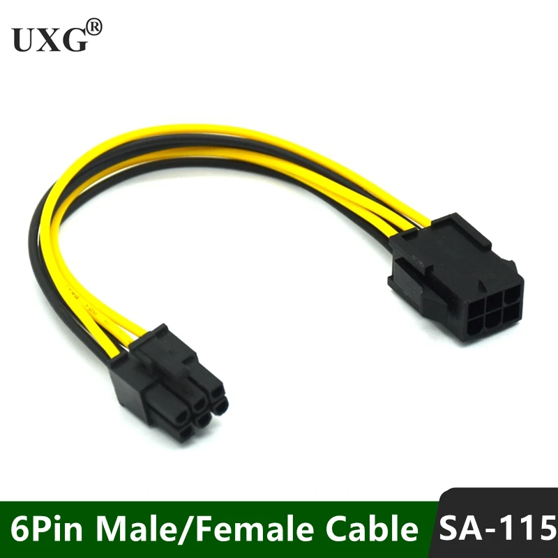 Cable Extensión Alimentación PCIE 6 Pines 6 Pines Adaptador Corriente Macho Hembra Minería Tarjeta Gráfica - Vista principal del producto