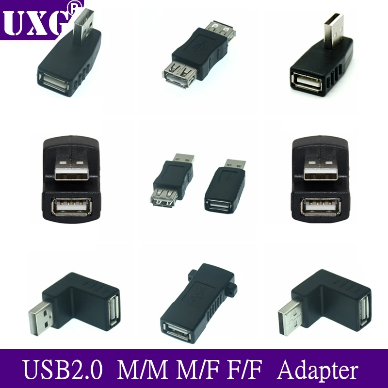 Conector Extensión Adaptador Macho Hembra Ordenador Notebook Ángulo Flexión L 90 180 Grados Izquierda Derecha Arriba Abajo USB 2.0 1 Unidad - Vista principal del producto