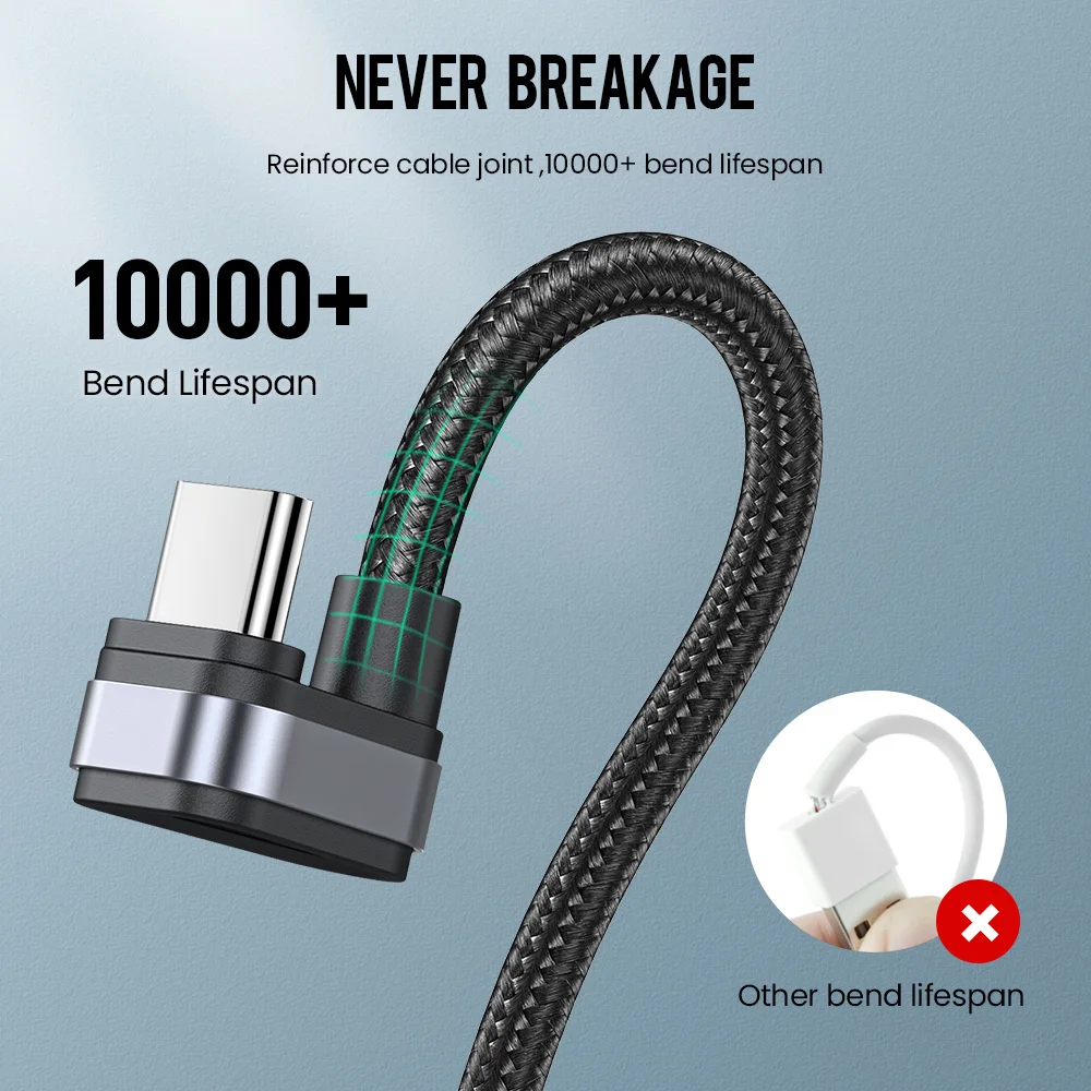 Elough Cable USB Tipo C 90° – Compatible Samsung S9 S10 Xiaomi Huawei - imagen 4