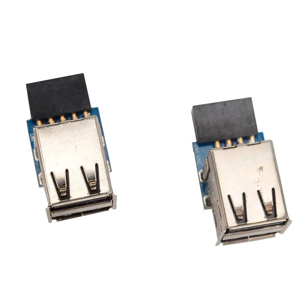 Adaptador de cabecera de placa base dual hembra USB 2.0 de 9 pines de 2 puertos - Tipo de doble capa para PC - imagen 2