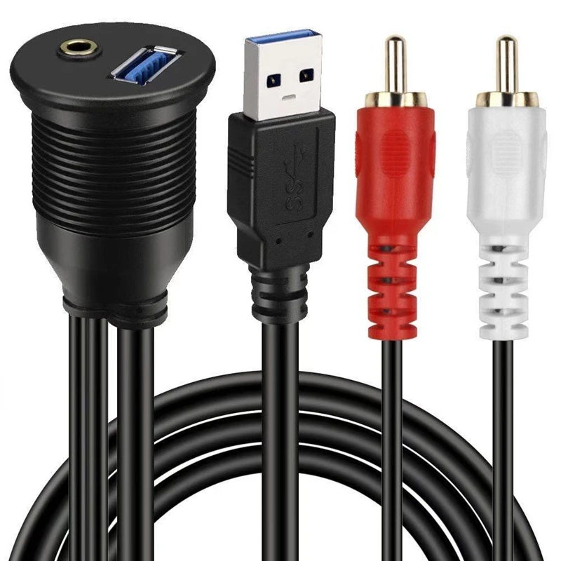 Cable impermeable de instalación integrada de Audio y vídeo de Bus USB 3,0 de 3,5mm/3rca/2rca para salpicadero de automóvil y barco 1m 2m - imagen 4