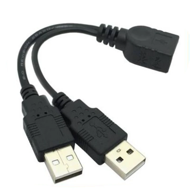 USB 2,0 A macho a USB hembra 2 doble fuente de alimentación USB hembra Cable de extensión divisor HUB carga para impresoras - imagen 3
