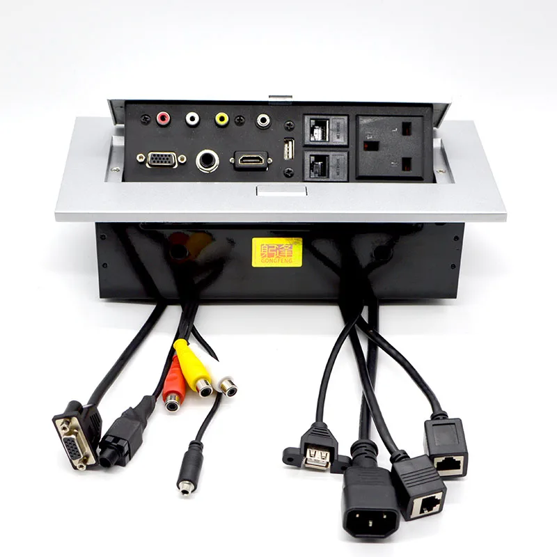 Toma de corriente Multimedia para escritorio, conector con USB de 3,5mm, interfaz AV VGA, caja de cableado libre, enchufe para mesa de conferencia, nueva fuente de alimentación - imagen 5