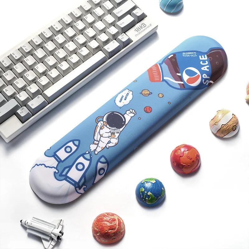 Almohadilla de reposamuñecas para teclado, soporte para ratón de Color azul, astronauta, 36cm, 44cm, espuma viscoelástica, dibujos animados, silicona, antideslizante, juego, PC, portátil