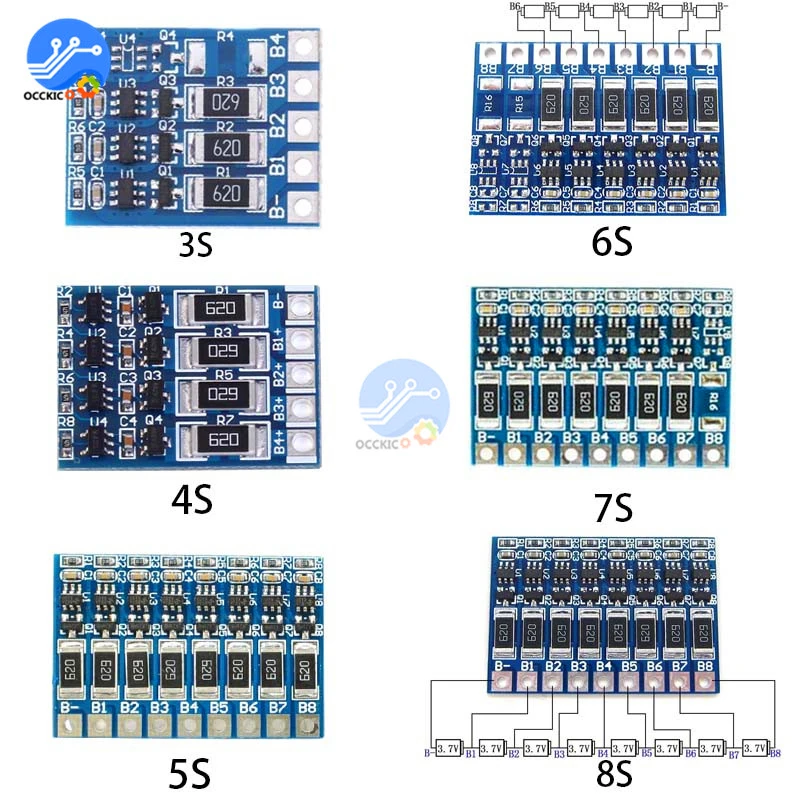 BMS 3S 4S 5S 6S 7S 8S 18650 Placa de protección del cargador de batería de litio balanceador del banco de energía Li-ion Lipo PCB circuito de protección - imagen 4