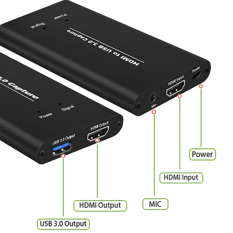 Tarjeta de captura de vídeo HDMI a USB, dispositivo de captura de vídeo USB3.0 HDMI 1080P Dongle Game PS4 PC, grabación en vivo con entrada de micrófono - imagen 4