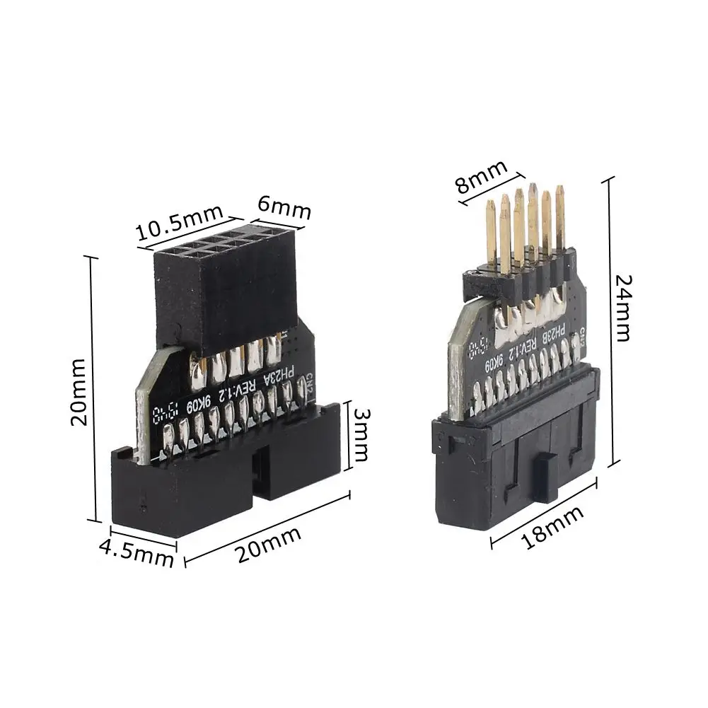 1 Juego de carcasa USB 2,0 Reversible de 9 pines a placa base USB 3,0, adaptador hembra de cabezal de 20 pines - imagen 5