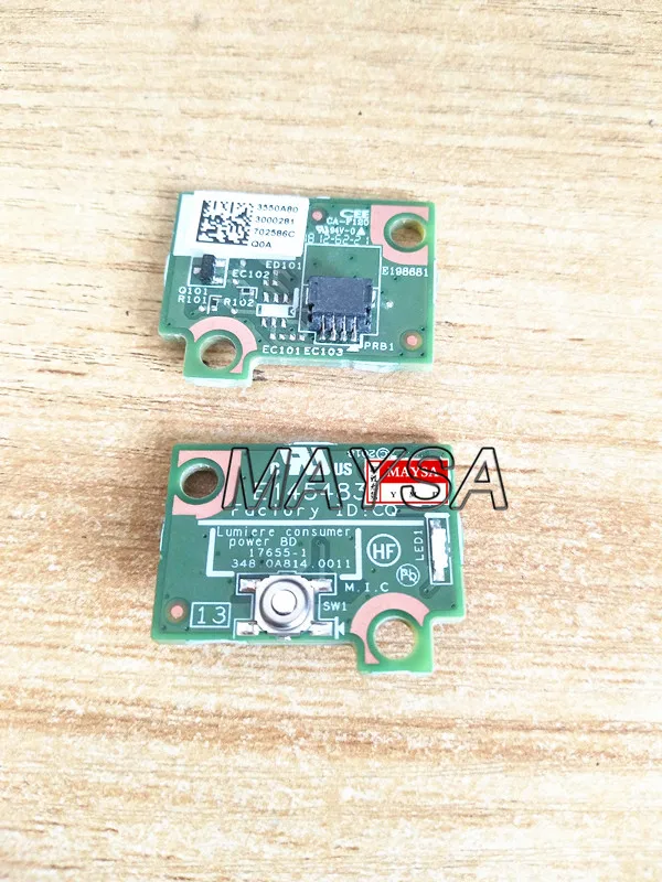 Placa de interruptor de botón de encendido original para ordenador portátil 17655-1 348.0A814.0011 funciona bien