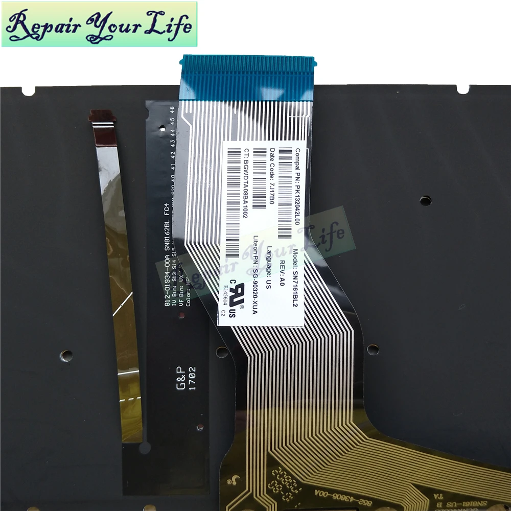 Teclado de ordenador portátil con retroiluminación, accesorio para HP ENVY X360 15M 15-BP 15-BP015 15-BS 15-BW 250 G6 Golden Silver Green SN7161BL2, inglés de EE. UU. - imagen 5