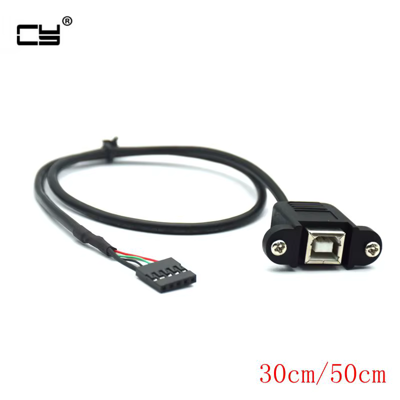 USB 2.0 B hembra - Montaje en panel, paso 2,0 mm, 5 pines Dupont