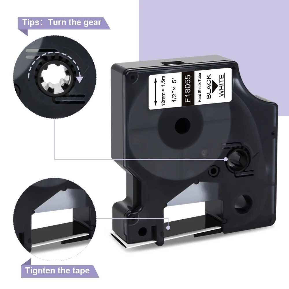 Tubo termorretráctil Compatible con Dymo de 6-24mm, cinta Dymo Rhino 18055 18053 18057 18051 para impresora de etiquetas Dymo Rhino 4200 5000 5200 - imagen 5