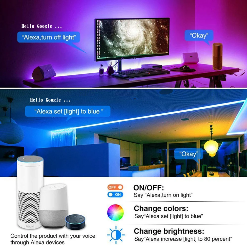 Controlador RF de tira LED RGB WiFi con Control de aplicación de teléfono inteligente de voz remota de 24 teclas para tira de luz LED RGB DC12V-24V 5050 RGBW - imagen 3