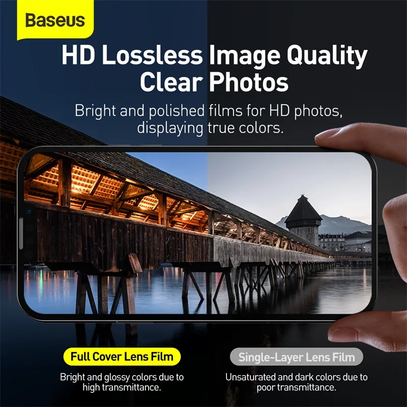 Baseus 2 uds Protector de lente de cámara para iPhone 15 14 13 Pro Max vidrio templado para iPhone 14 13 12 película protectora de lente - imagen 5