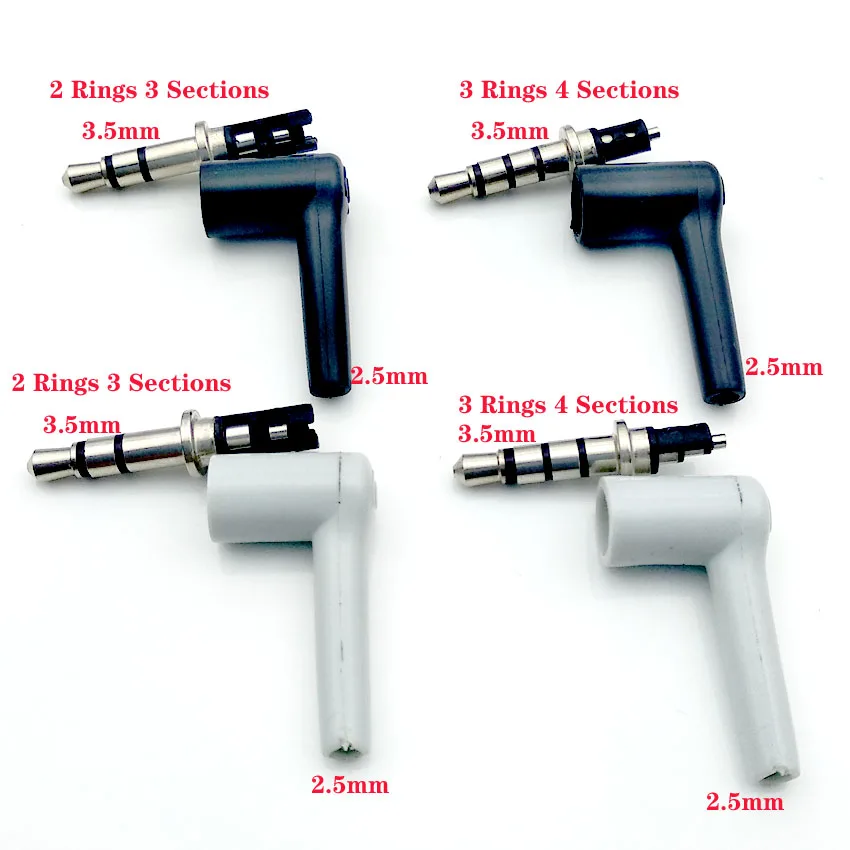 Conector Adaptador de Audio para auriculares estéreo, conector de 90 grados, 3,5mm, 3, 4 polos, 3,5, chapado en oro, negro, 2 unidades por lote