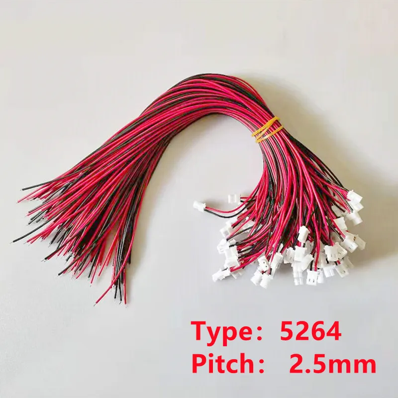 100 Piezas 5264 Espaciado Línea Terminales Cable Electrónico 2,5mm 2P 26awg Cable Conexión Color Un Solo Cabezal 300MM - Vista principal del producto