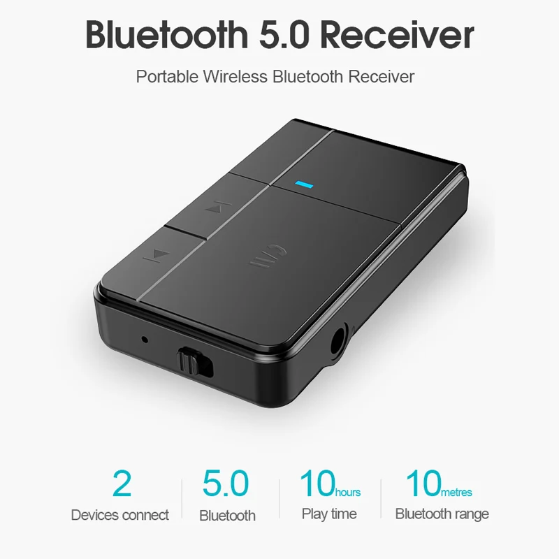 VAORLO-receptor de Audio y música para coche, adaptador Bluetooth 3,5 con micrófono, manos libres, AUX, inalámbrico, BT 5,0 - imagen 3