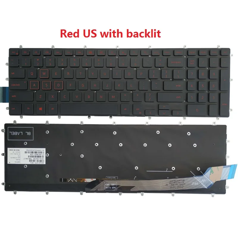Teclado de portátil para Dell Inspiron G3 15 3579 3779 G5 15 5587 G7 15 7588 azul/rojo/blanco, nuevo, EE. UU. - imagen 2