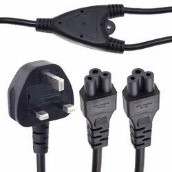 Cable Extensión BS1363 a Doble IEC C5 – Splitter Alimentación