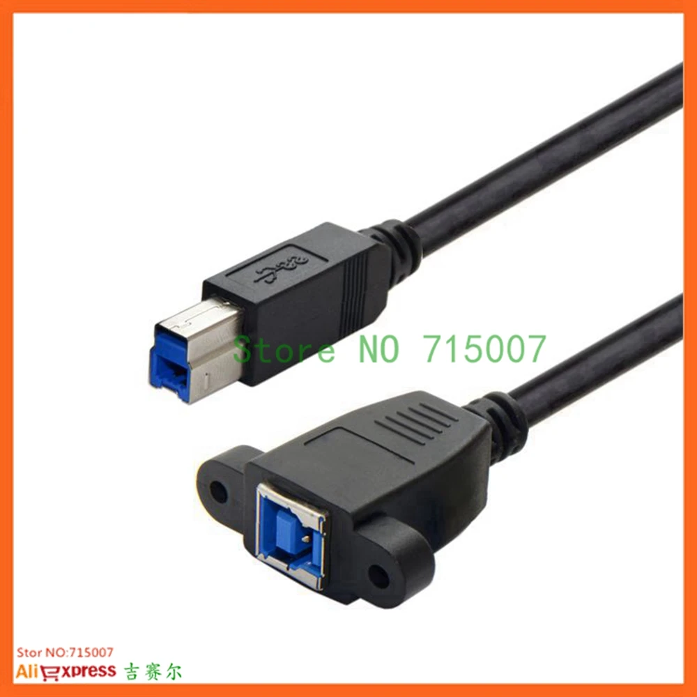 Super Speed USB 3.0 montaje en panel trasero B hembra a macho cable de extensión tipo B 0,5 m 50 cm - imagen 3