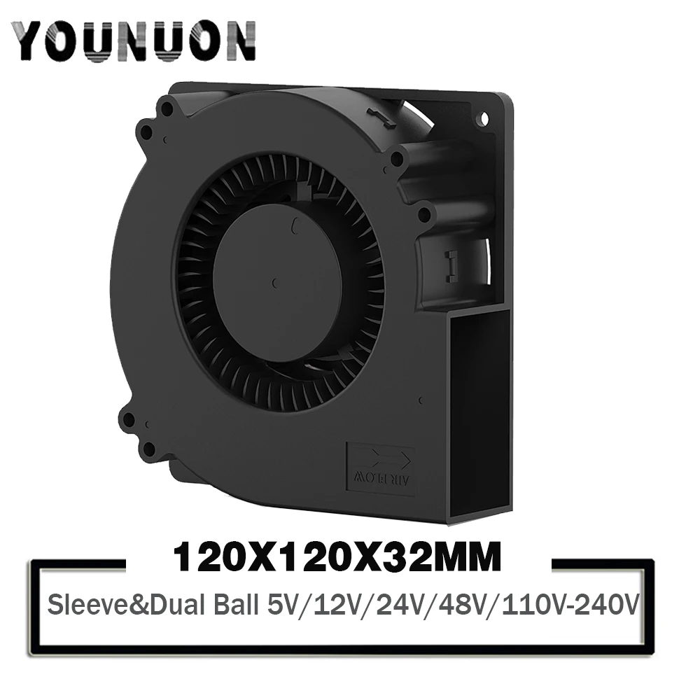 YOUNUON 120MM ventilador 12032 ventiladores enfriadores DC 5V 12V 24V 48V ventiladores sin escobillas AC 110V 220V 120X120X32MM ventilador centrífugo