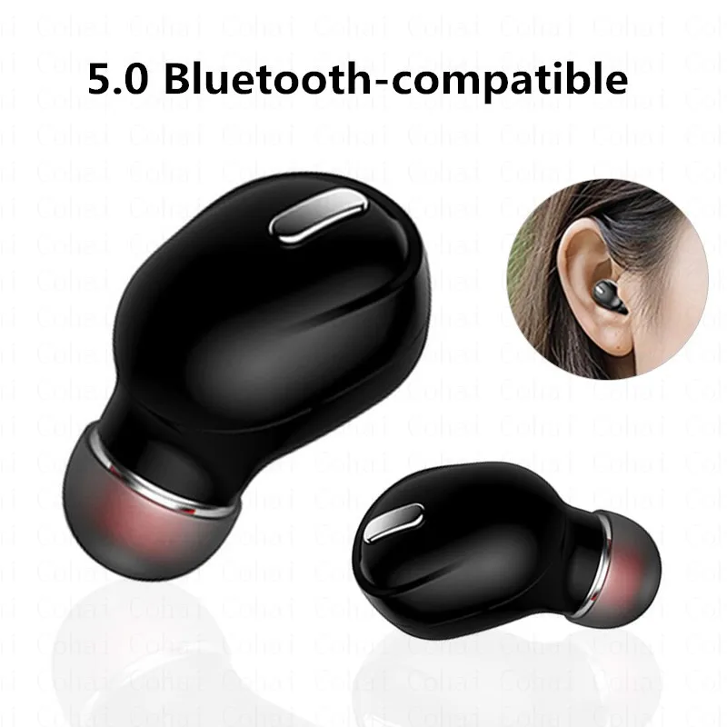 Mini auriculares inalámbricos con Bluetooth 5,0, Auriculares deportivos con micrófono, auriculares manos libres para Xiaomi, Samsung, Huawei, X9