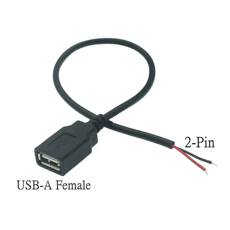 Cable de alimentación de 0,3 m/1m/2m, 2 pines USB 2,0 A hembra macho, conector de Cable de 4 pines, Cable de carga, conector de extensión DIY, línea de 5V - imagen 5