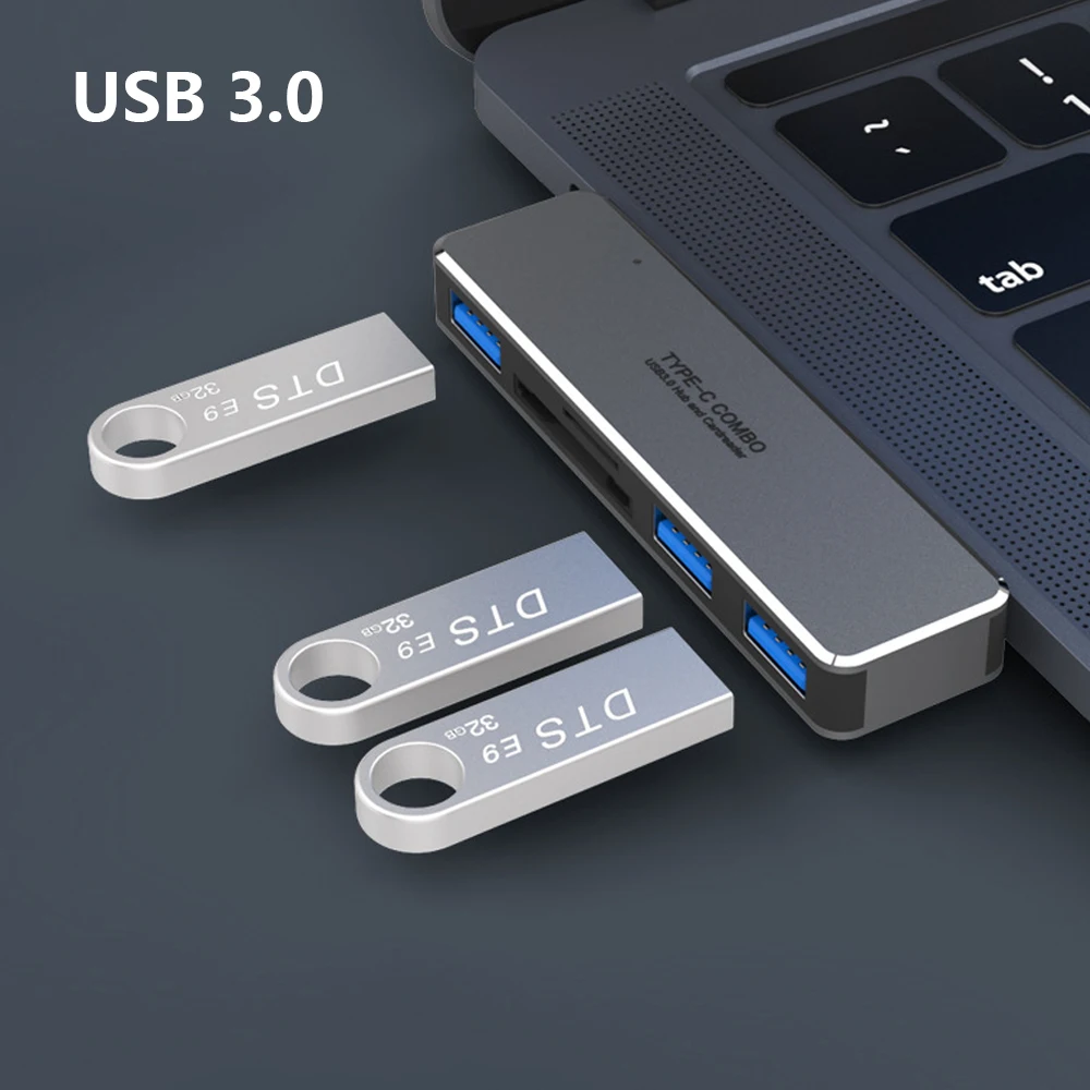 Hub Usb 3,1 a USB 3,0, lector de tarjetas SD de alta velocidad, Mini 5 en 1, divisor tipo C para ipad, Macbook, PC, portátil, tableta, accesorios - imagen 5