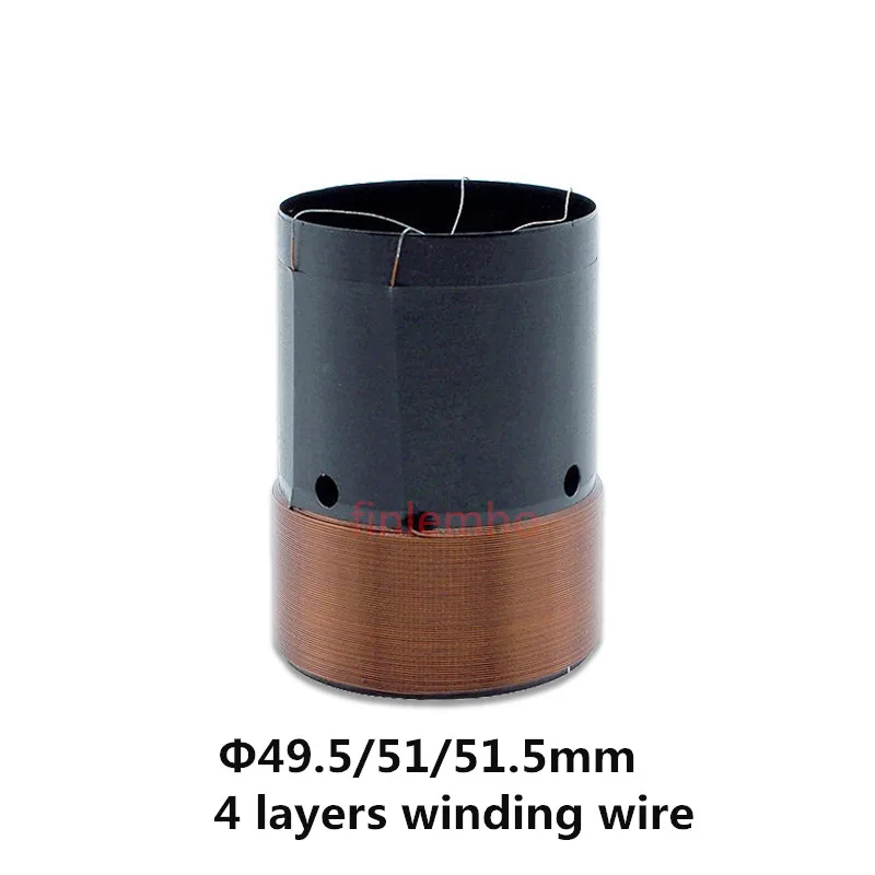 Bobina de voz para altavoz, Subwoofer, 49,5/51/51, 5mm, 4 ohm, cable de 4 capas, pieza de reparación de bajos de coche con cable de cobre, aluminio negro, 1 ud.